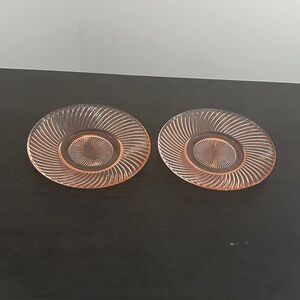 Vintage Federal glass co. Diana pink depression glass bread and butter plates